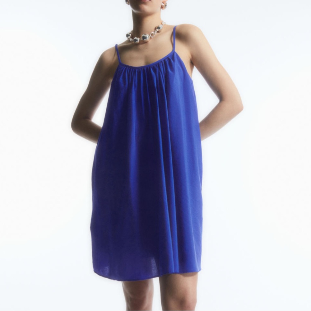 COS gathered strappy mini dress